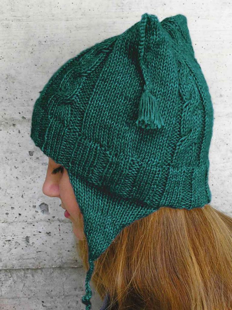 cappello donna con orecchie rettangolare treccia