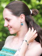 parure argento gioia braccialetto e orecchini turchese