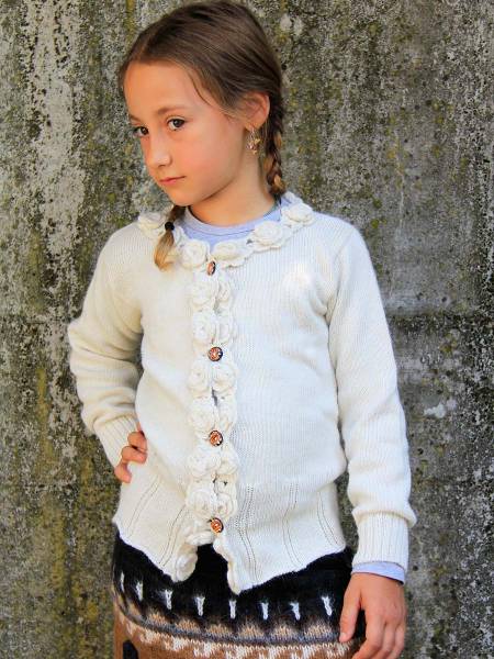 Chaqueta de punto niña en alpaca Flowers Junior