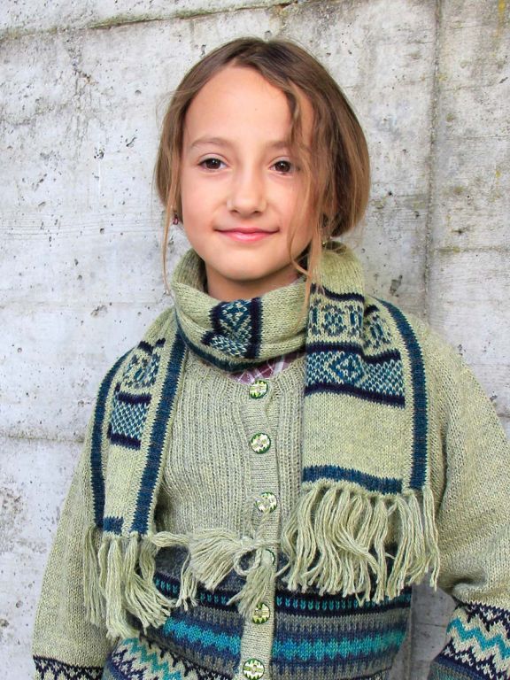 sciarpa lana bimba Pippi e Cardigan alpaca Alphee.
