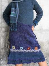 Children's alpaca knit blue skirt Karen.