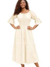 Elegant country dress Solar in natural Peruvian cotton.