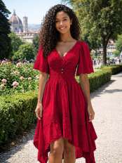 Vestido midi elegante Sora escore en V